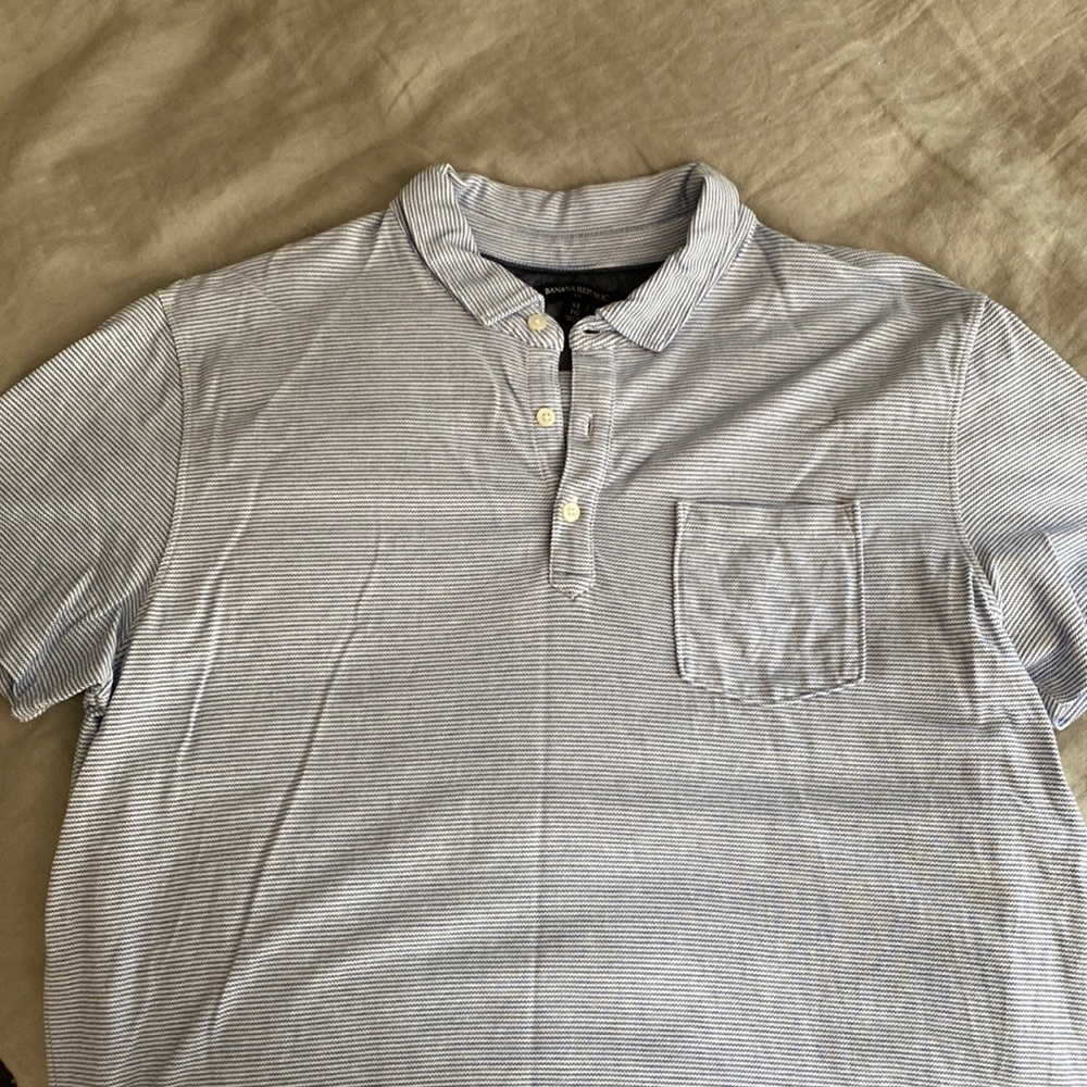 Banana Republic blue and white striped polo